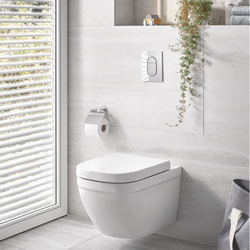 Bild von Wall Hung Toilet with Soft Close Seat Frame and Cistern – Grohe Solido Euro