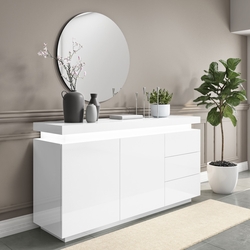 Bild von Vivienne White High Gloss Sideboard with LED Lighting