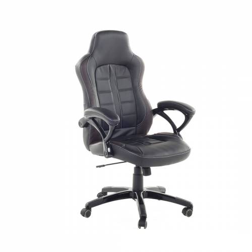 Bild von Beliani Office Executive Chair Black with Dark Brown Faux Leather Swivel Gas Lift Adjustable Height with Castors Ergonomic Modern
