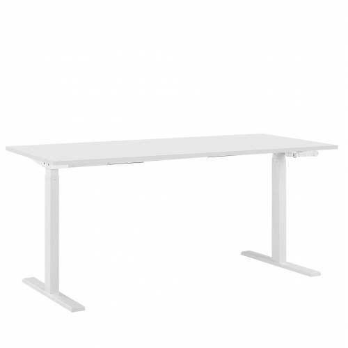Bild von Beliani Manually Adjustable Desk White Wooden Tabletop Powder Coated Steel Frame Sit and Stand 160 x 72 cm Modern Design