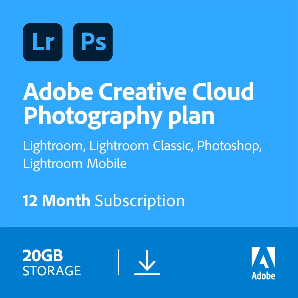Bild von Adobe Photography Plan Creative Cloud (Photoshop CC + Lightroom CC) 1 User 1Year 20GB cloudstorage