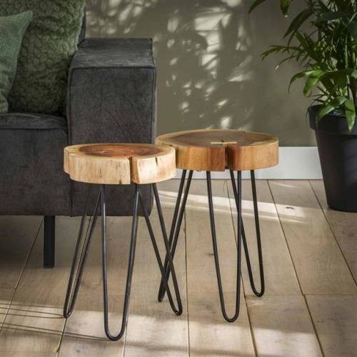 Bild von Furnwise Side Table Log Solid Acacia Wood
